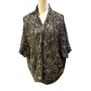 Michael Stars Marled navy and cream knit open front cardigan lagenlook oversized